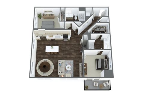 Floor plan for 2 beds, 2 baths, 1266 sqft